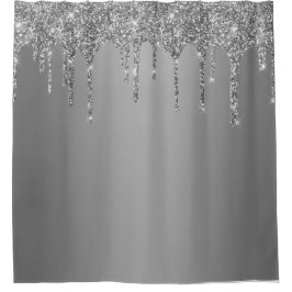 Silver Sparkle Glitzer Tropfens Chic Duschvorhang