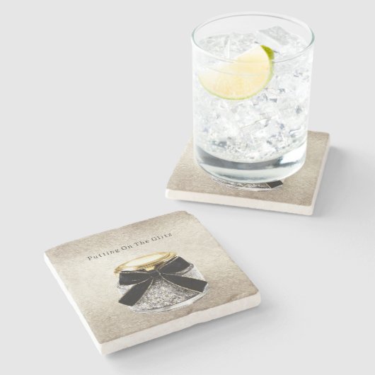 Silver Sparkle Glitzy Glitter Steinuntersetzer (Seitenansicht)