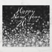 Silver Sparkle Happy New Year Schaumweinetikett (Einzelnes Label)