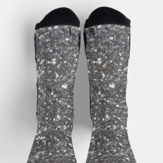 Silver Sparkle Imitats Glitzer Socken (Oben)