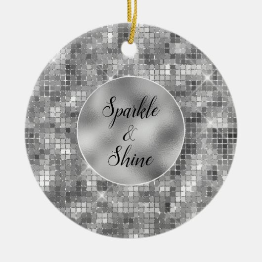 Silver Sparkle Keramik Ornament (Vorne)