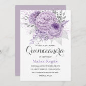 Silver Sparkle Lavender Quinceanera Party Einladun Einladung (Vorne/Hinten)