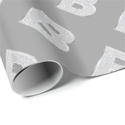 Silver Sparkle Letter B Geschenkpapier (Rolleneckpunkt)
