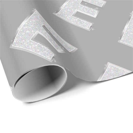 Silver Sparkle Letter E Geschenkpapier (Rolleneckpunkt)