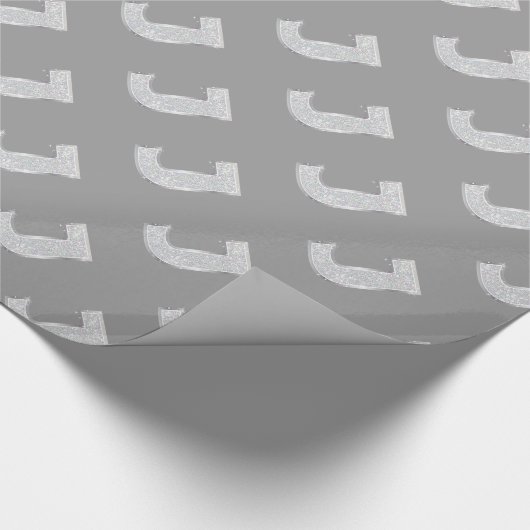 Silver Sparkle Letter J Geschenkpapier (Ecke)