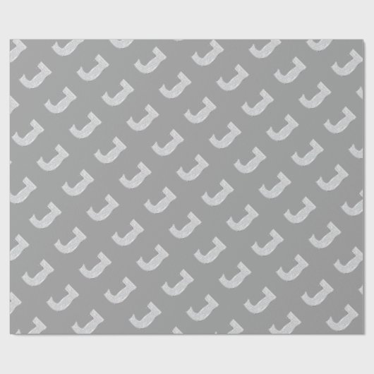 Silver Sparkle Letter J Geschenkpapier (Flach)