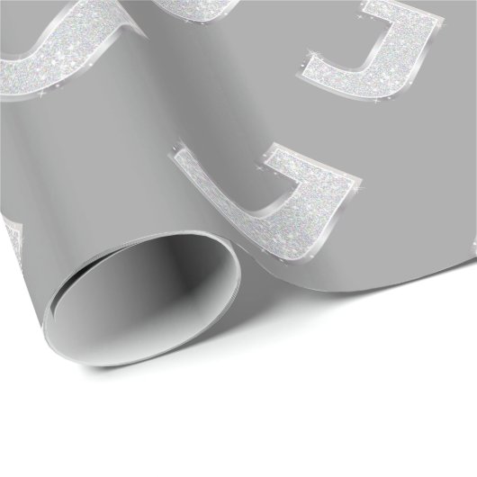Silver Sparkle Letter J Geschenkpapier (Rolleneckpunkt)
