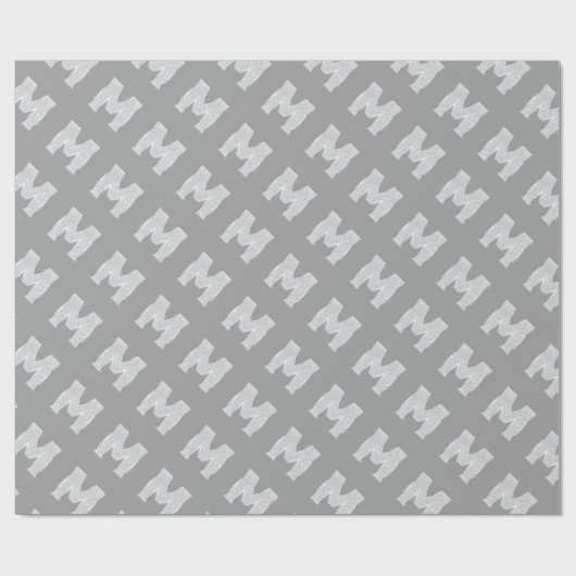 Silver Sparkle Letter M Geschenkpapier (Flach)