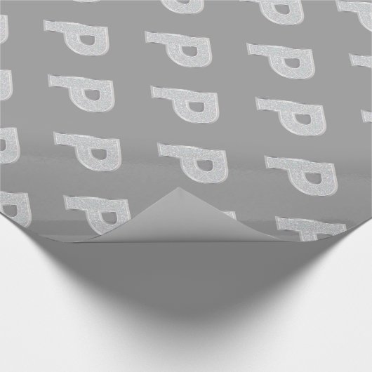 Silver Sparkle Letter P Geschenkpapier (Ecke)