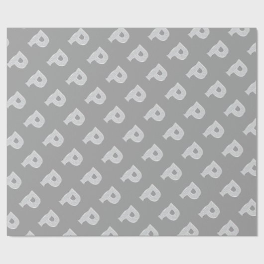 Silver Sparkle Letter P Geschenkpapier (Flach)