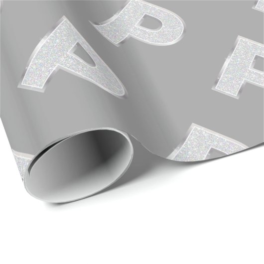 Silver Sparkle Letter P Geschenkpapier (Rolleneckpunkt)