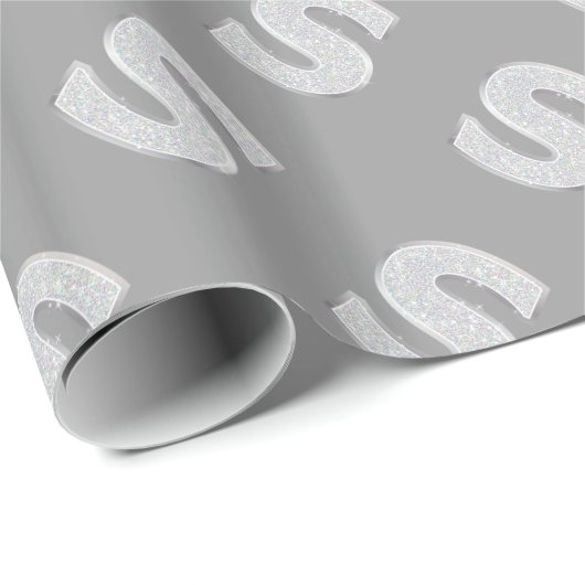 Silver Sparkle Letter S Geschenkpapier (Rolleneckpunkt)
