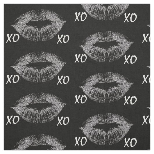 Silver Sparkle Lips XOXO Stoff (Muster)