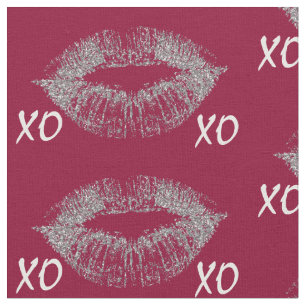 Silver Sparkle Lips XOXO Stoff