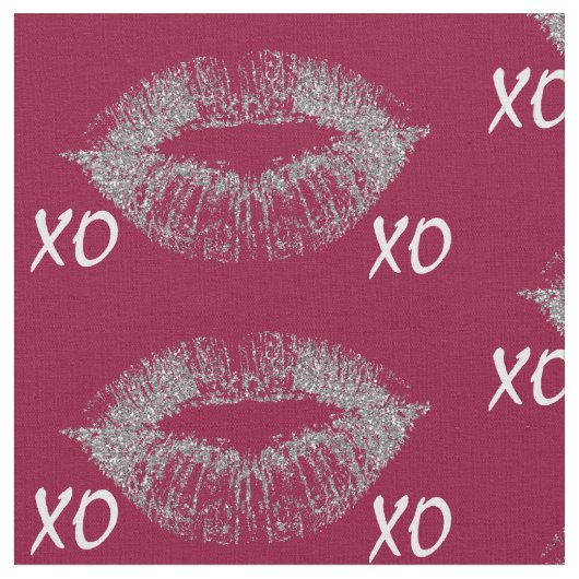 Silver Sparkle Lips XOXO Stoff (Nahaufnahme)