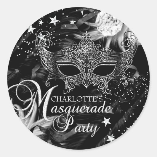 Silver Sparkle Mask Star Night Masquerade Sticker (Vorderseite)