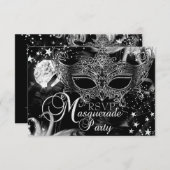 Silver Sparkle Mask Star Night Masquerade UAWG RSVP Karte (Vorne/Hinten)