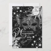 Silver Sparkle Maske Star Night Masquerade Sweet 1 Einladung (Vorderseite)