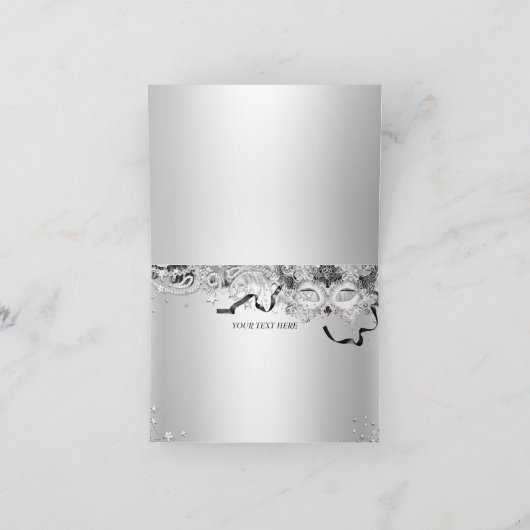 Silver Sparkle Masquerade Vielen Dank Dankeskarte (Innenseite)