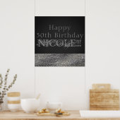 Silver Sparkle Modern Glam Sequins Party Banner Poster (Küche)