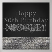 Silver Sparkle Modern Glam Sequins Party Banner Poster (Vorne)