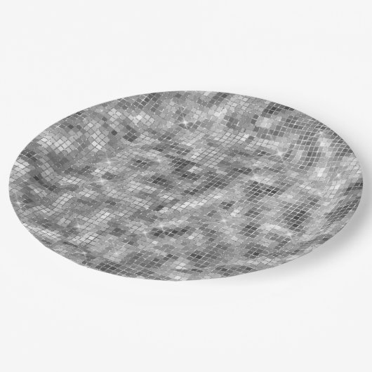 Silver Sparkle Pappteller (Schrägansicht)