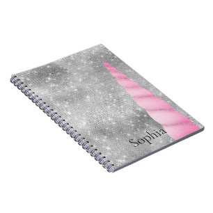 Silver Sparkle Pink Glam Unicorn Notizblock