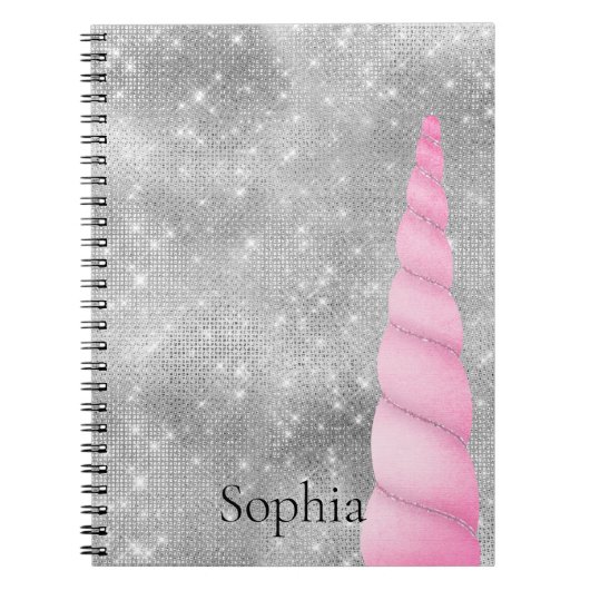 Silver Sparkle Pink Glam Unicorn Notizblock (Vorderseite)
