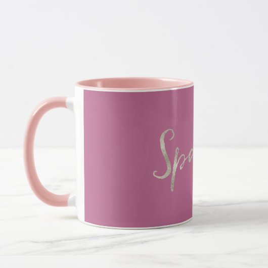 Silver Sparkle Pink Tasse (Links)