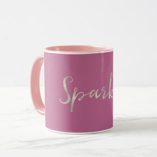 Silver Sparkle Pink Tasse (Vorderseite Links)