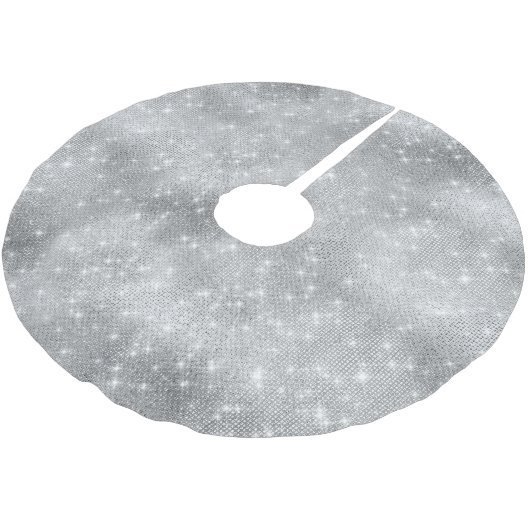 Silver Sparkle Polyester Weihnachtsbaumdecke (Schrägansicht)