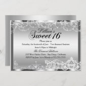 Silver Sparkle Princess Thema Sweet 16 Einladung (Vorne/Hinten)