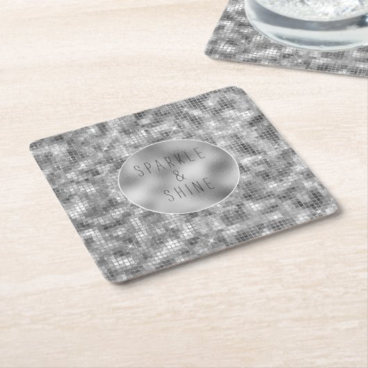 Silver Sparkle Rechteckiger Pappuntersetzer (angewinkelt)