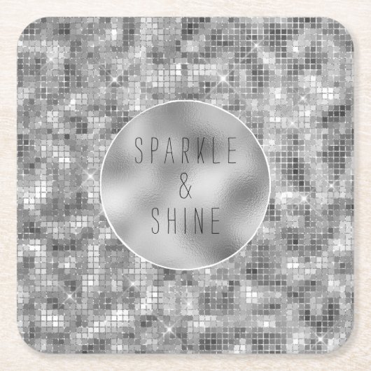 Silver Sparkle Rechteckiger Pappuntersetzer (Vorderseite)
