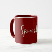 Silver Sparkle Red Burgundy Tasse (Vorderseite Links)
