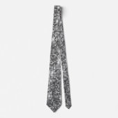Silver Sparkle Sequin Disco Glam Neck Tie Krawatte (Vorderseite)