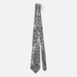 Silver Sparkle Sequin Disco Glam Neck Tie Krawatte