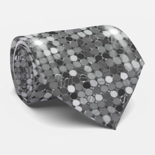 Silver Sparkle Sequin Disco Glam Neck Tie Krawatte