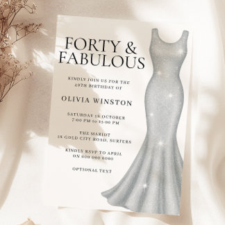 Silver Sparkle Shimmer Dress 40. Geburtstag Party Einladung