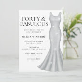 Silver Sparkle Shimmer Dress 40. Geburtstag Party Einladung (Stehend Vorderseite)