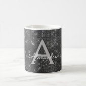 Silver Sparkle Shimmer Monogram Name & Initial Kaffeetasse (Mittel)