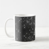 Silver Sparkle Shimmer Monogram Name & Initial Kaffeetasse (Links)