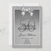 Silver Sparkle & Stylish Gem Birthday Einladung (Vorderseite)