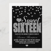Silver Sparkle Sweet 16 Party Einladungen (Vorne/Hinten)