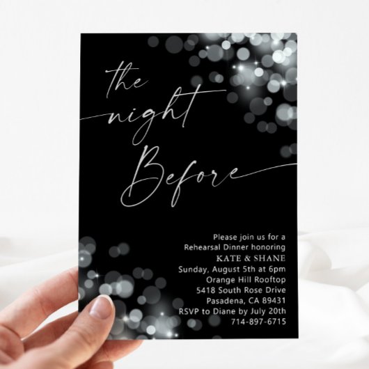 Silver Sparkle und Black Probe Dinner Einladung