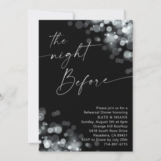 Silver Sparkle und Black Probe Dinner Einladung (Vorderseite)