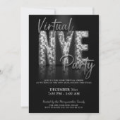 Silver Sparkle Virtual Silvester Party Einladung (Vorderseite)