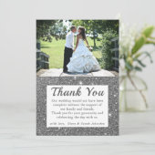 Silver Sparkle Wedding Foto Vielen Dank Karten (Stehend Vorderseite)