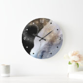 Silver Sparkle White Marble Stardust Große Wanduhr (Zuhause)