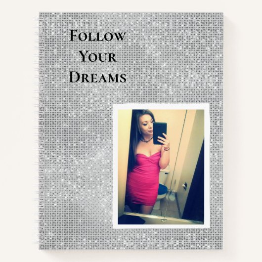 Silver Sparky Ihr Foto Personalisierter Zitat Notizblock (Vorderseite)